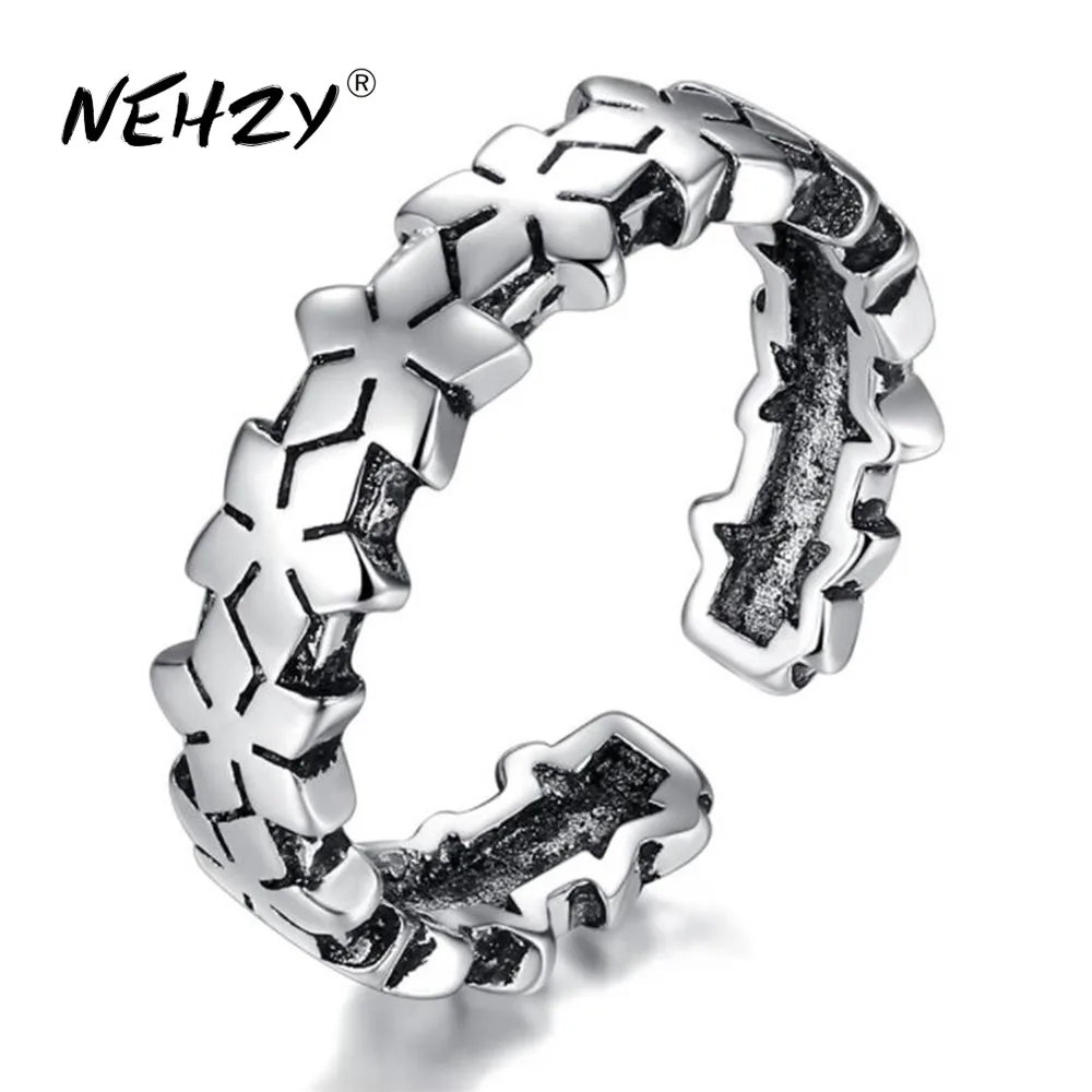 

NEHZY, серебро 925 пробы, новинка, чистый цвет, ювелирное изделие, Открытое кольцо, высокое качество, Ретро стиль, простой черный цветок, размер, р...