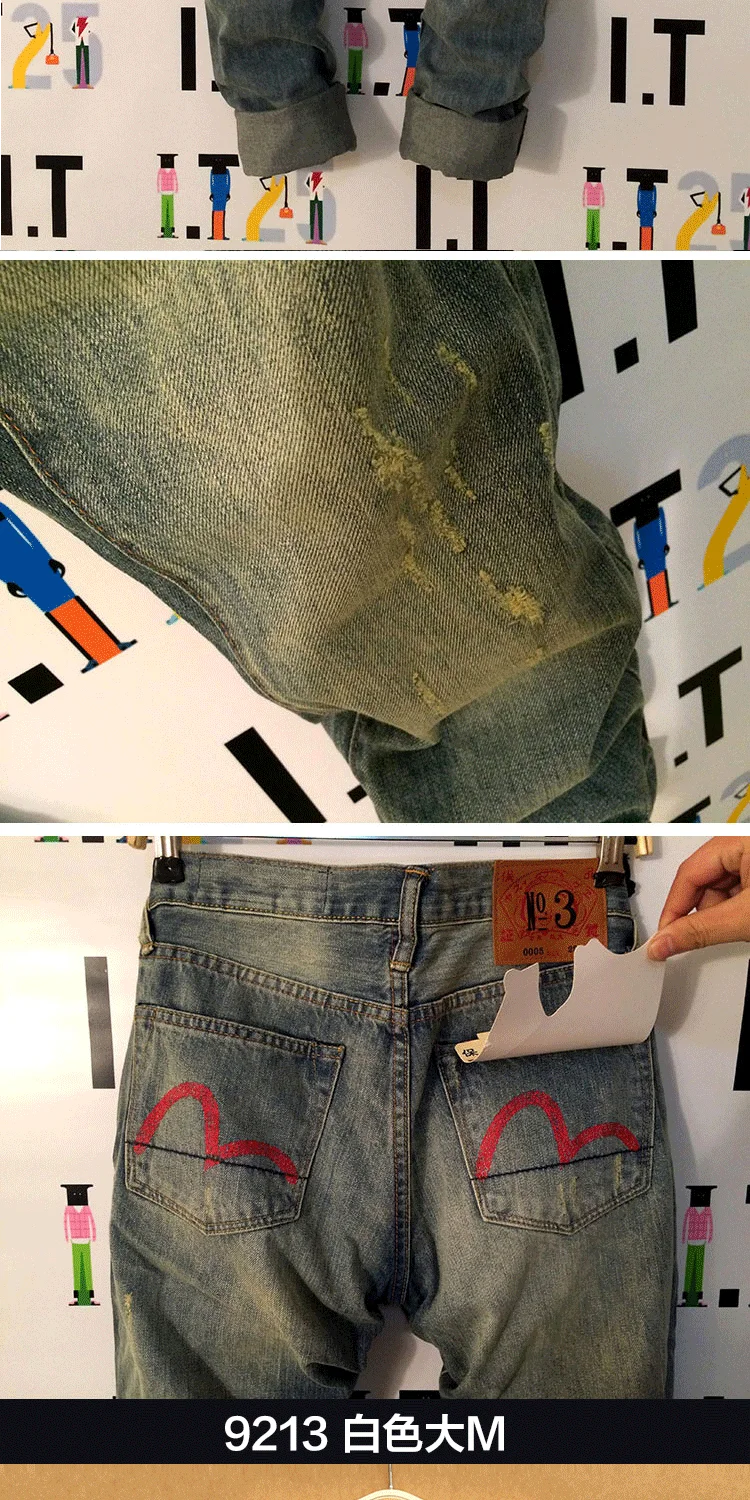 Evisu Новое поступление повседневные мужские дышащие джинсы высокого качества теплые мужские Брендовые прямые мужские брюки с вышивкой