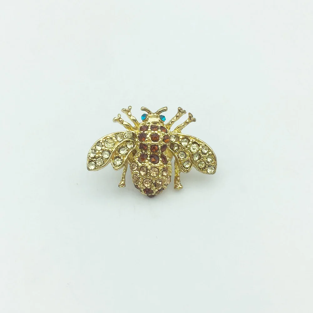 Модная новинка золотой цвет горный хрусталь кристалл животное пчела брошь сумка