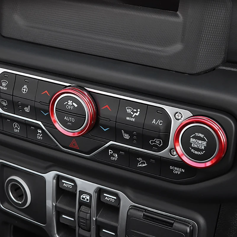 

4Pcs/Set Car Air Conditioner Switch Knob Ring Cover Decoration Trim For Jeep Wrangler JL 2018 2019 2020 CNC Interior Accessories