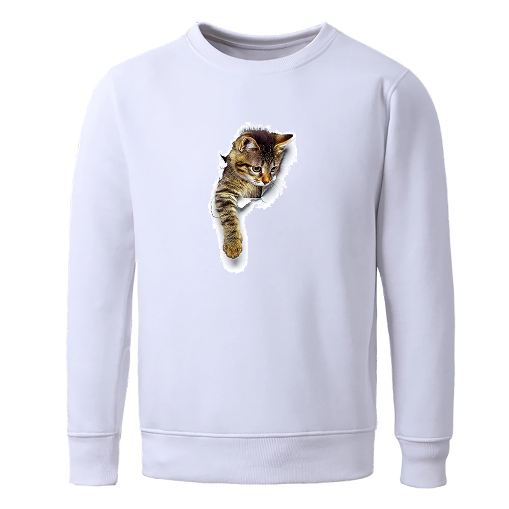 

Cute Cat Printing Men Sweatshirt Lovely Casual Tracksuit Male Round Neck Fashion Sweatshirt Man Streetwear Vintage Men Hoodies