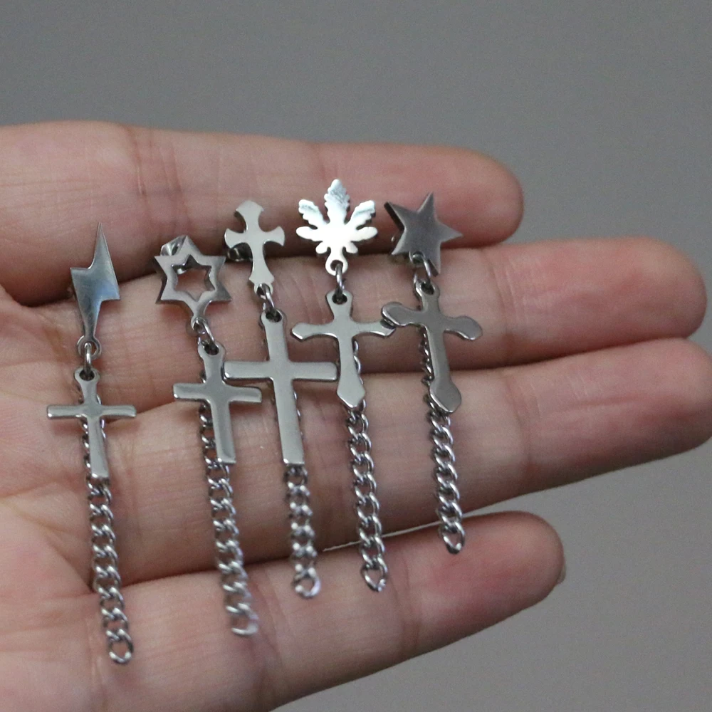 Женские и мужские серьги-подвески из нержавеющей стали со звездочками трендовые