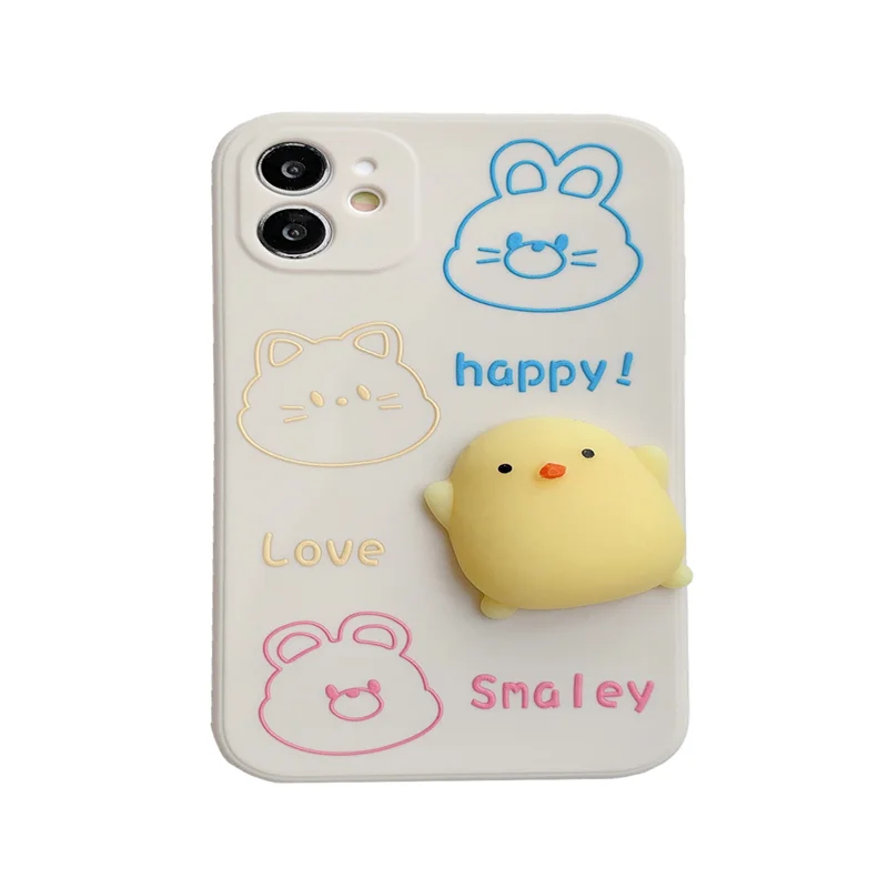 

3D cartoon cat Chick squishy leather soft phone case for iphone 12 Pro Max MiNi X XR XS 11 Pro Max 7 8 plus SE cute cover