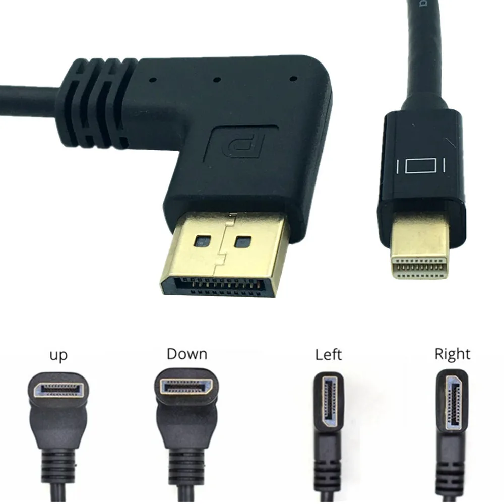 Кабель адаптер Thunderbolt Mini Displayport с прямым углом переходник DP на 90 градусов кабель
