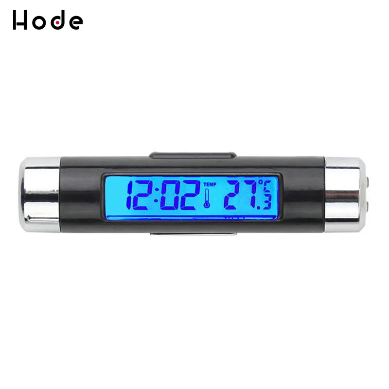 

Car Digital LCD Temperature Thermometer Clock Calendar Automotive Blue Backlight Clock With Clip Time LCD Display Screen