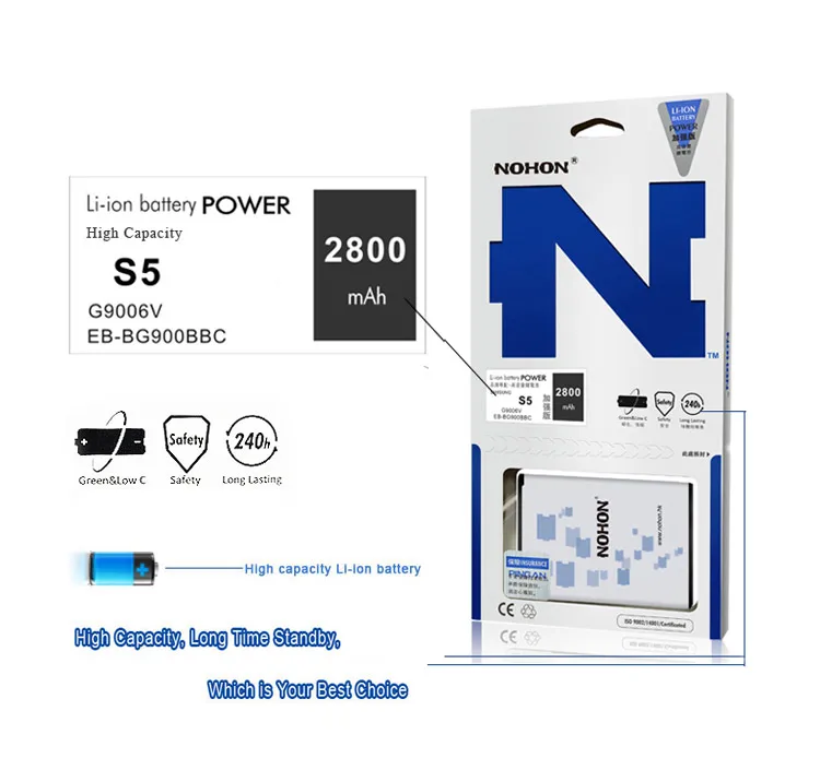 NOHON для samsung GALAXY S3 S4 S5 S6 S7 Батарея I9300 I9500 G900 SM-G920 SM-G9300 высокое Ёмкость акумуляторная батарея Розничная посылка
