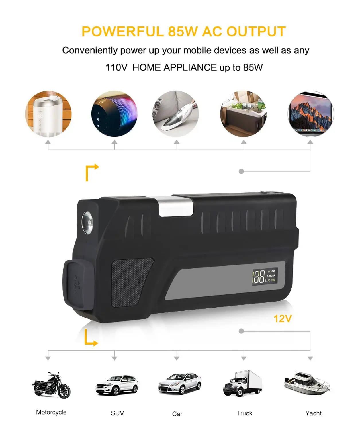 18000 мАч портативная батарея Power Bank Pack Booster 2000A пиковое зарядное устройство стартер