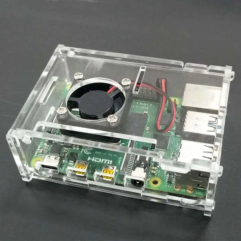 1 шт. акриловый прозрачный/Прозрачный чехол для Raspberry Pi 4 Модель B с охлаждающим
