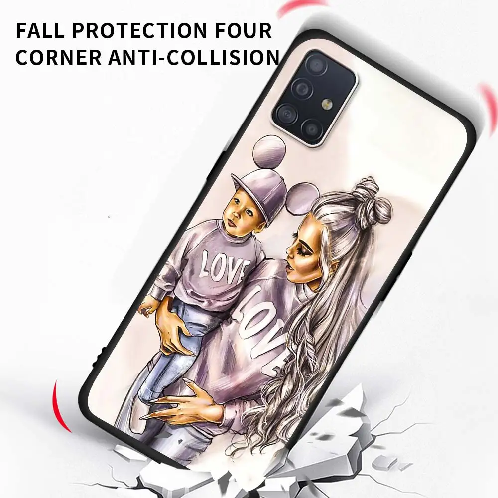 

Silicone Case For Samsung Galaxy A51 A71 A21S A12 A31 A32 A52 A41 A02S A10 M31 M51 Soft Phone Coque Baby Mom Girls
