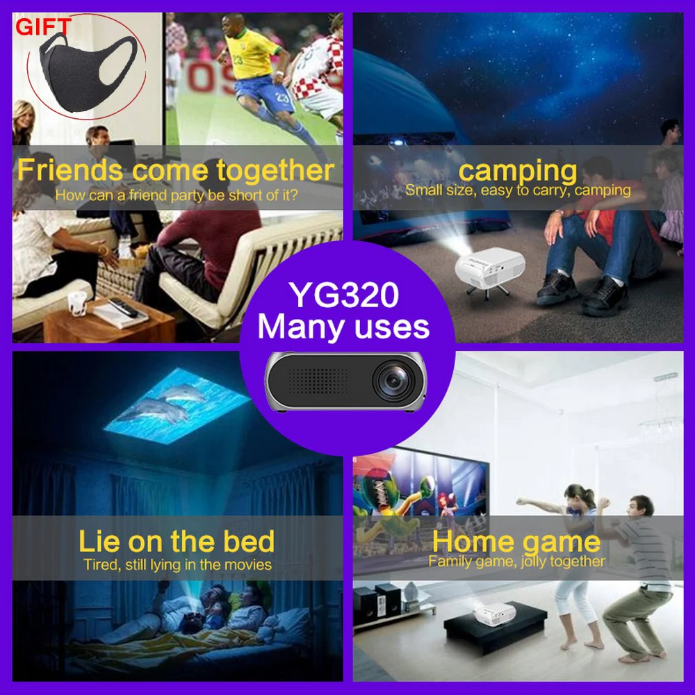 Светодиодный проектор 1080P домашний мини с динамиком для видео кинотеатр