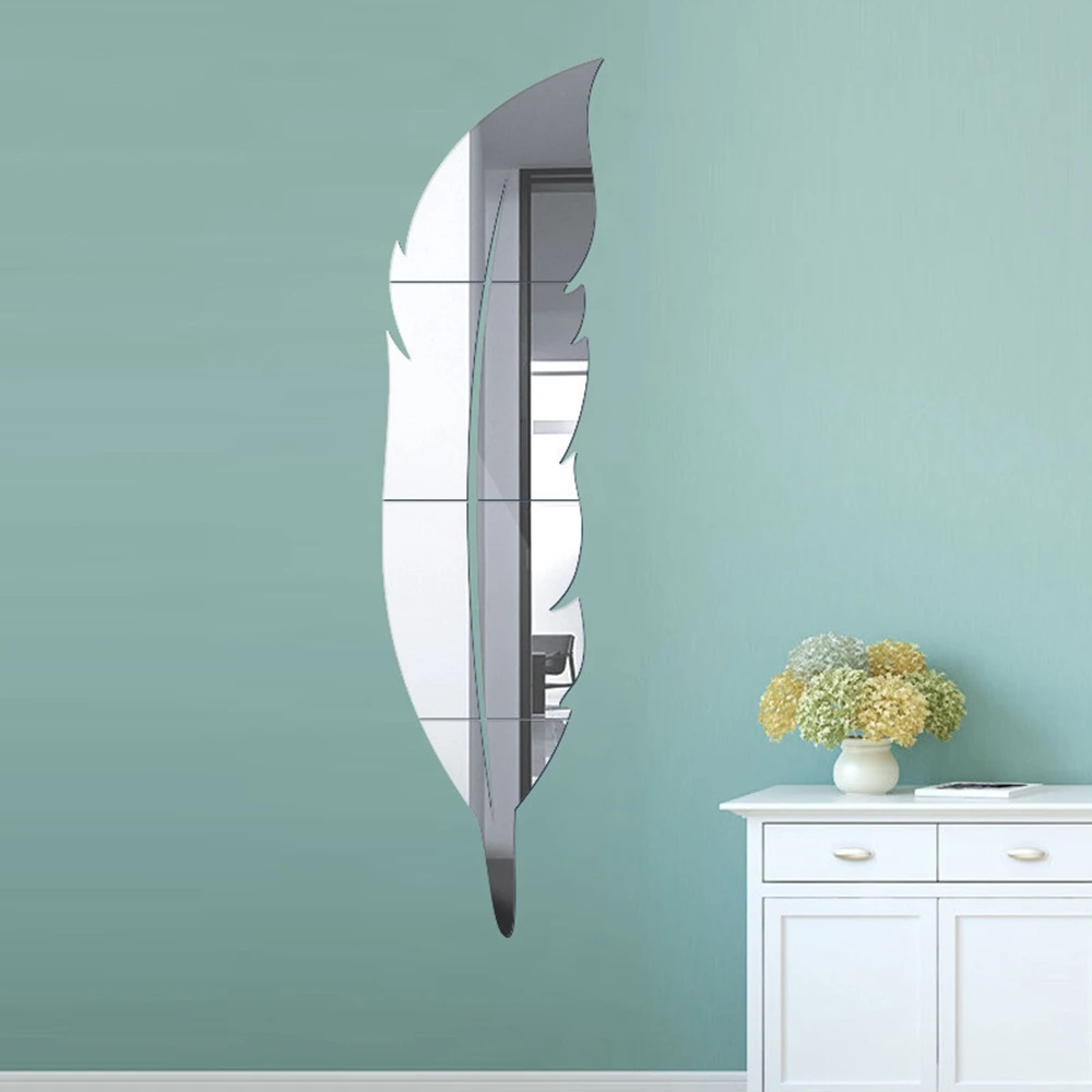 

DIY 3D Mirror Wall Stickers Large Feather Home Decor Mirror Decor Stickers Art Wall Decoration Stickers Home Interior Decoration