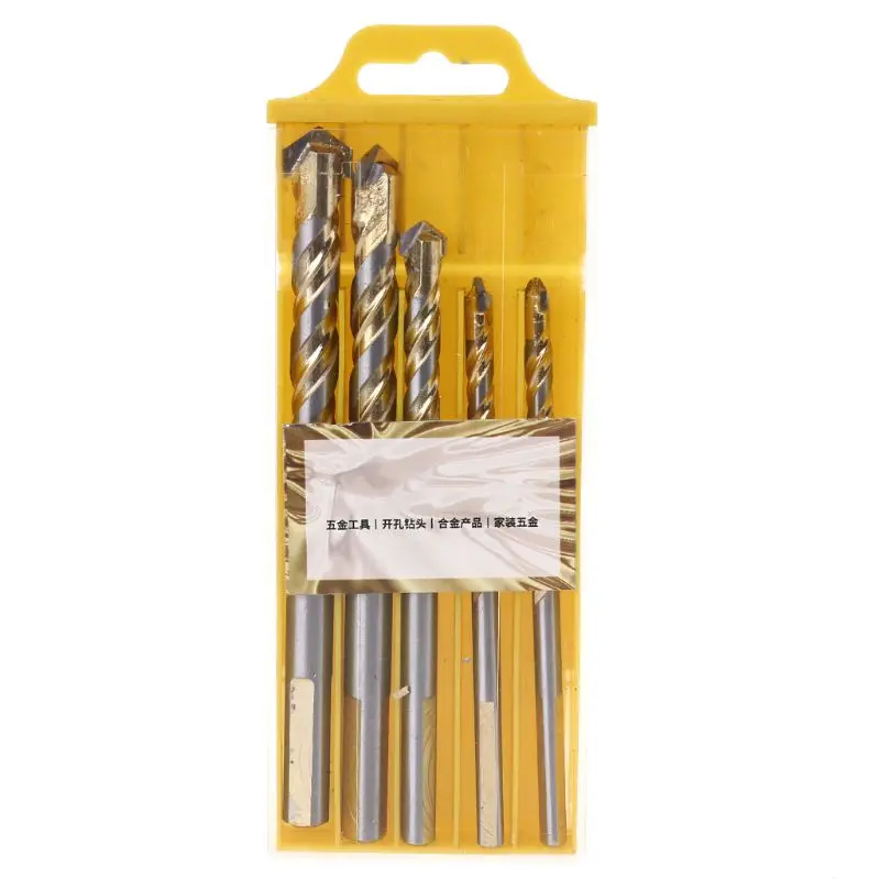 

5pcs Carbide Tipped Drill Bit Set for Tile Masonry Ceramic Concrete Metal Wood