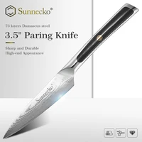 sunnecko 3 5 paring knife damasucs japanese vg10 steel core blade chefs kitchen knives g10 handle sharp fruit cutter tools