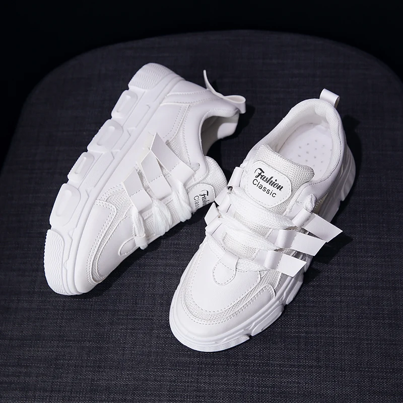 

2021 spring new thick soled sports shoes women's Korean Style Pink breathable leisure running shoes trendy daddy shoes