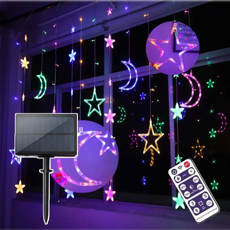 Солнечный светодиодный светильник с Луной и звездой на пульте дистанционного