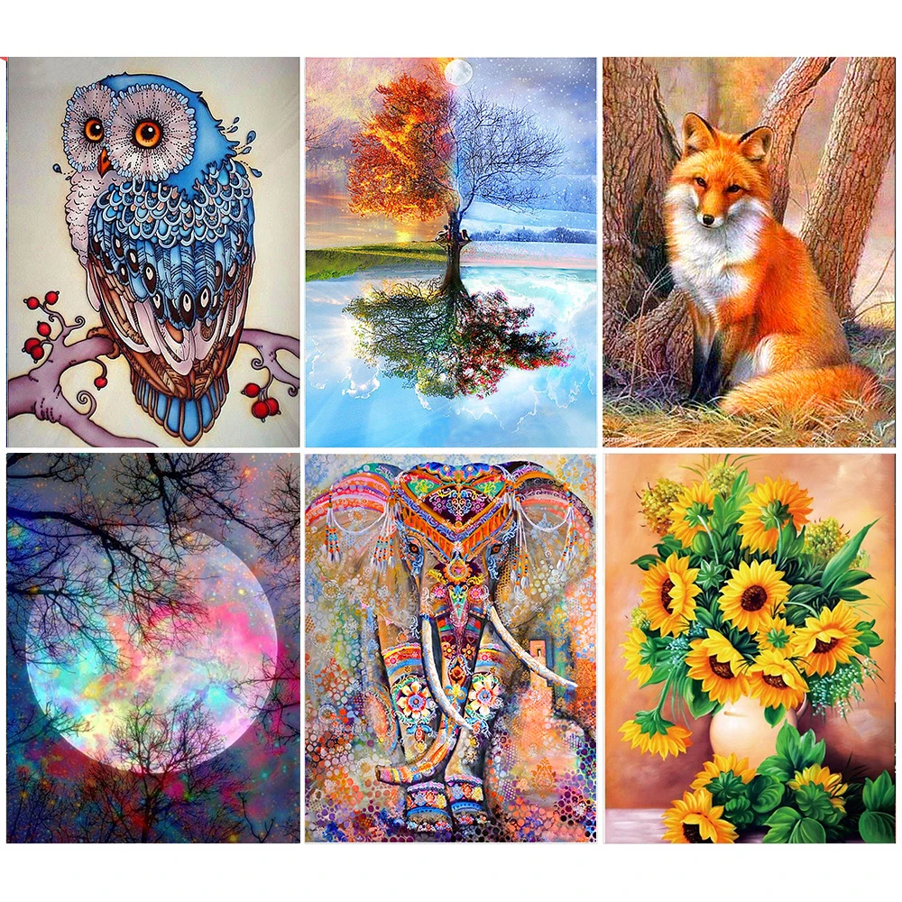 

GATYZTORY Hot DIY Diamond Painting Animals Embroidery Full Square Drill Mosaic Scenic Cross Stitch Home Decor Gift