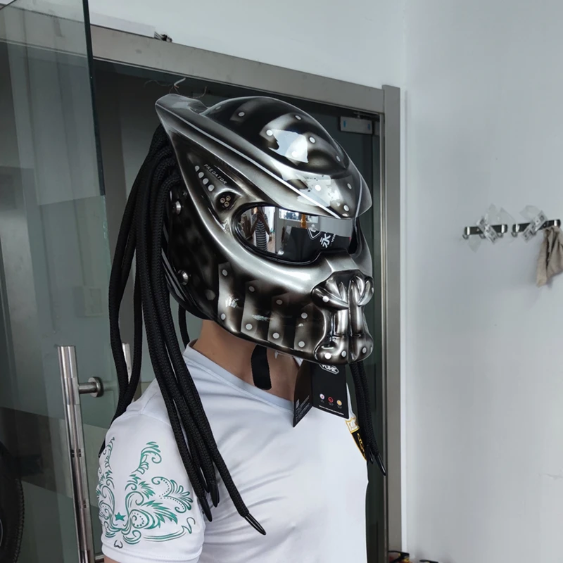 Kopen Motorfiets Predator Helm Flexibele Strip Verlichting Volledige Gezicht Dot Hoge Kwaliteit Casco Moto Depredador Kleurrijke Lens