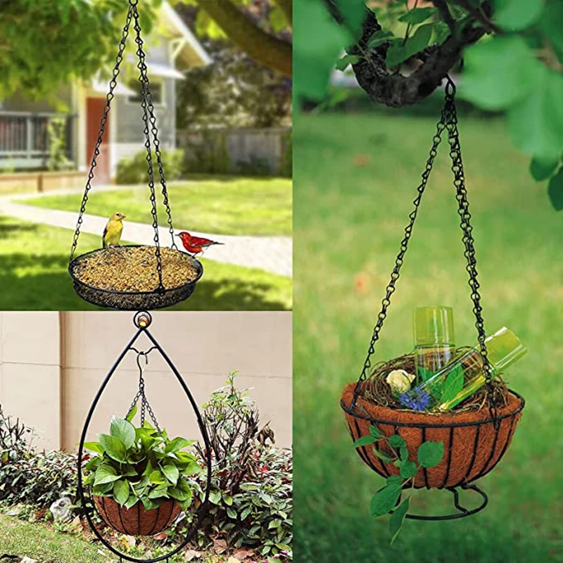 

Long Hanging Plant Chains Flower Pot Hangers with Clips And Hooks 3 Point Replacement Chain Holders for Baskets Bird Feeders