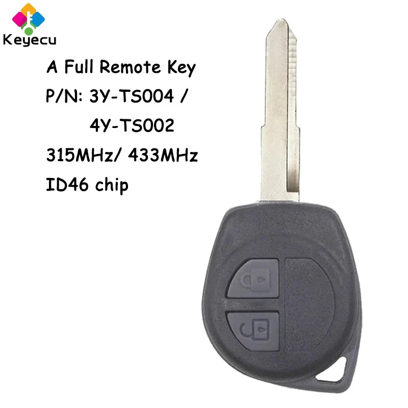 

KEYECU Auto Remote Car Key With 2 Buttons 315MHz 433MHz ID46 Chip HU87 Blade for Suzuki Swift 2007-2013 Fob 3Y-TS004 4Y-TS002