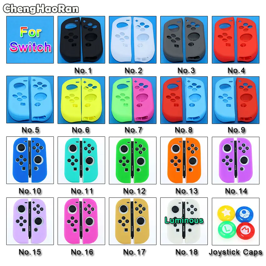 

ChengHaoRan Silicone Case For Nintendo Switch Cover Soft Controller Shell Console Protective For NS JoyCon Controller Grip Cover