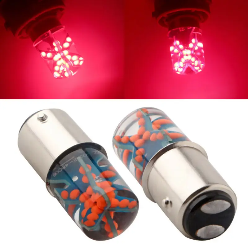 

160LM LED Bulb Brake Lamp Red Strobe Tail 1157 2 modes 2Pcs Auto BAY15D COB