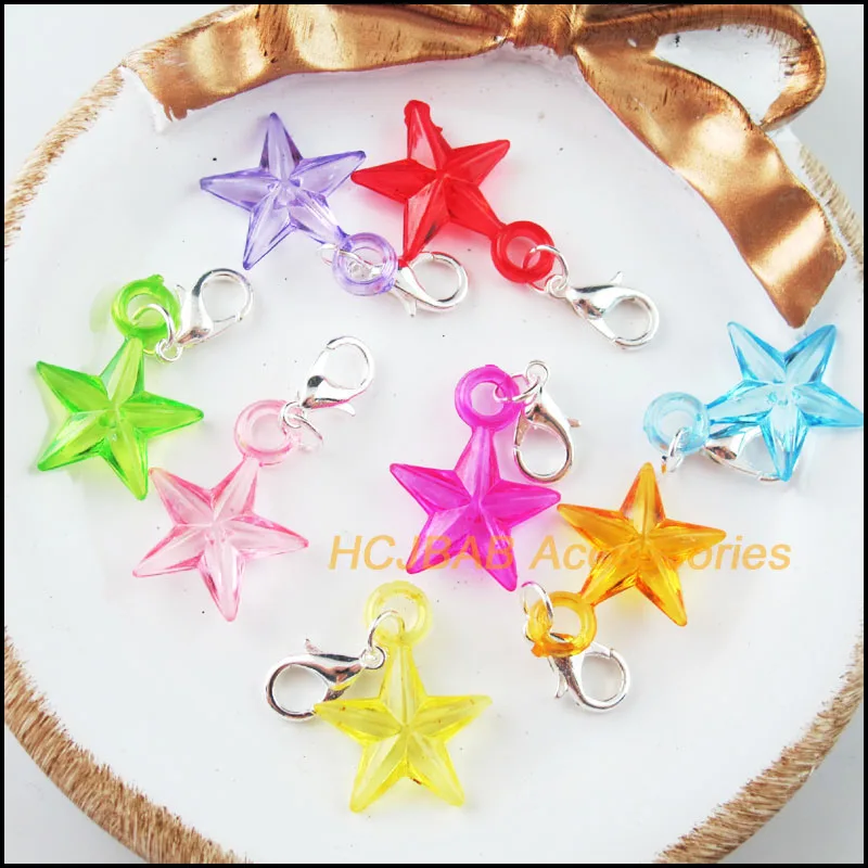 Мода 16 шт Смешанные акриловые бусины звезды покрытые серебром Подвески с