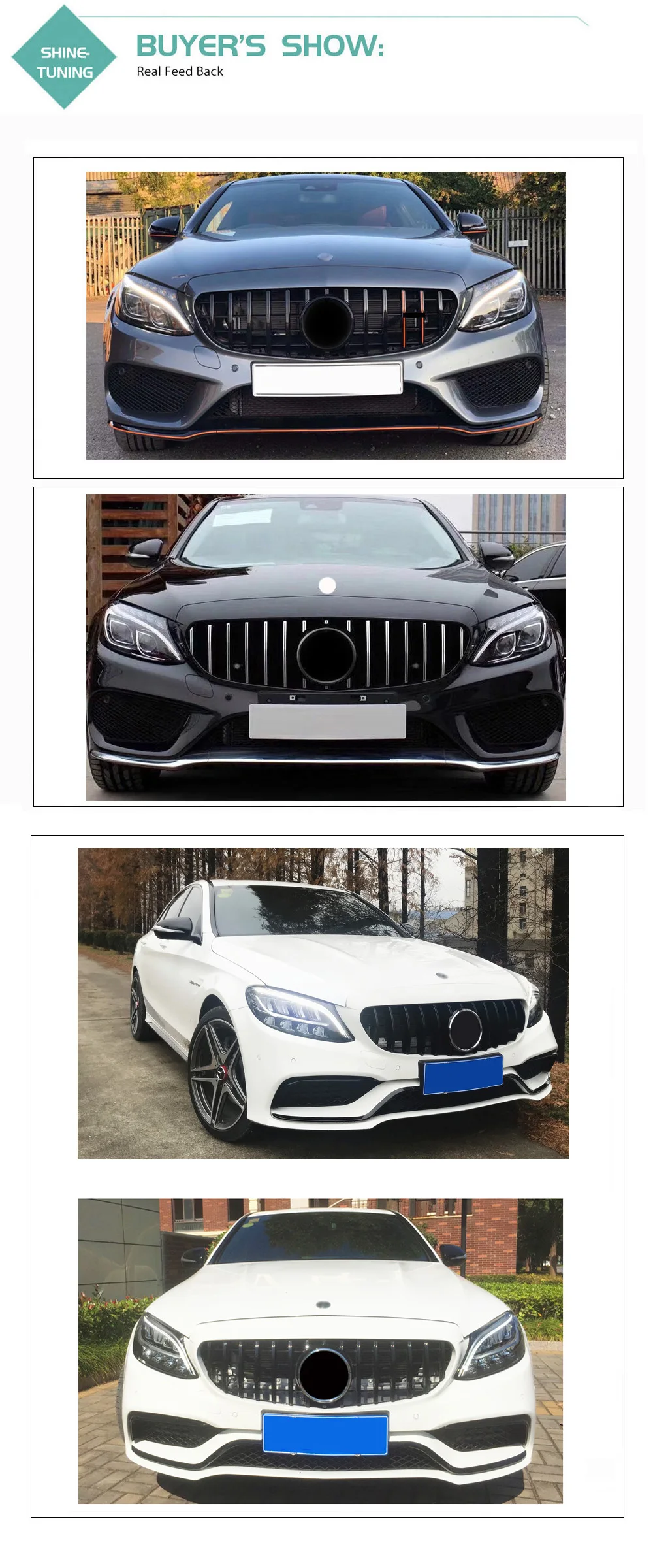 Подходит для mercedes C class W205 GT R GTR решетка C180 C200 C250 C300 без эмблема-19 с/без камера