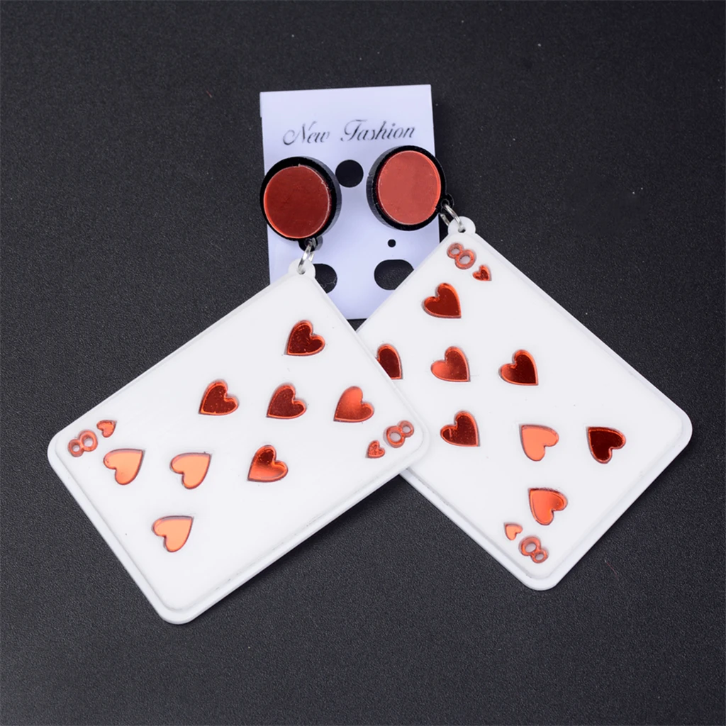 

JUCHAO Fashion Drop Earrings Playing Card Color Pendants Earrings Women Exaggerated Style Street Ornaments Long Jewelry Earrings