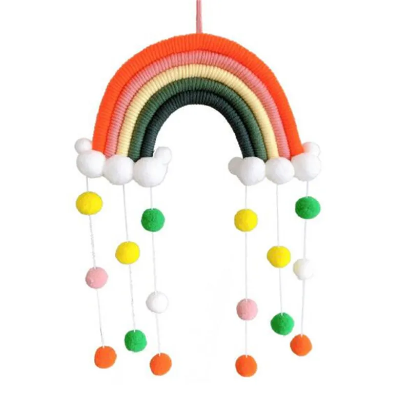 

2021 New Arrive Home Decoration Rainbow Handmade Weaving Ornament Kid Room Wall Hanging Decor Gift For Friend