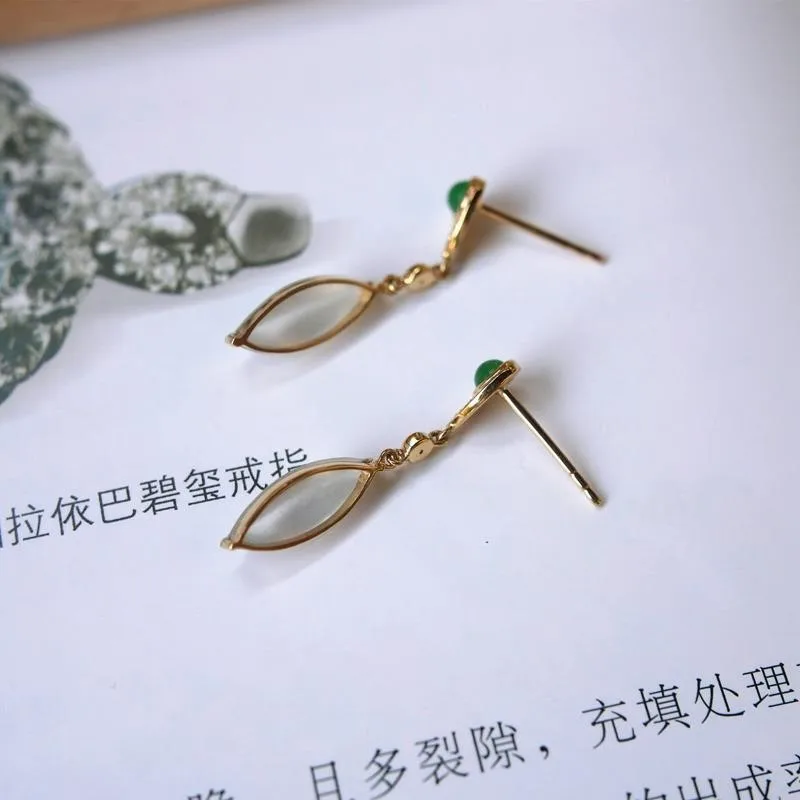 

S925 Chalcedony Earrings High Ice Horse Eye Chalcedony Earrings Female Inlaid Diamond Earrings Fashion Generous and Personalized