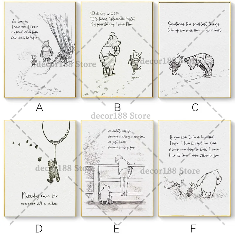 Disney холст картины вини пух из мультфильма плакаты фильм детской детский ночник