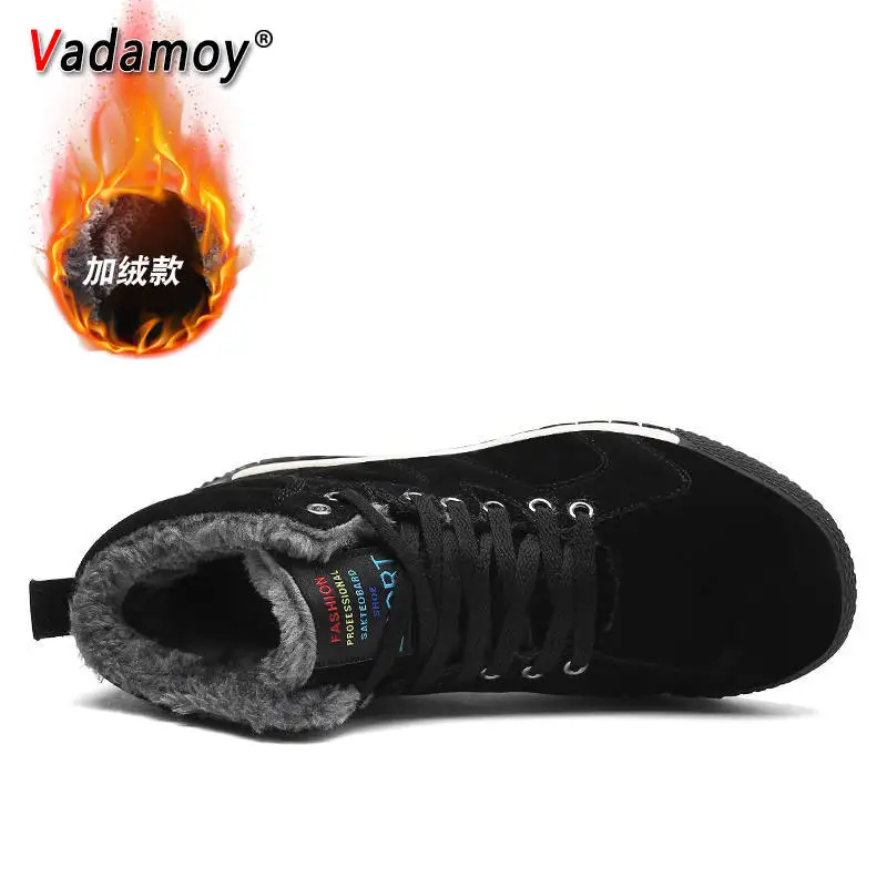 Men Shoes Winter Casual Boots for Men Fur Lace Up Warm Snow Boots Outdoor Fashion Flat Mens Shoes Big Size 47 Scarpe Uomo 43