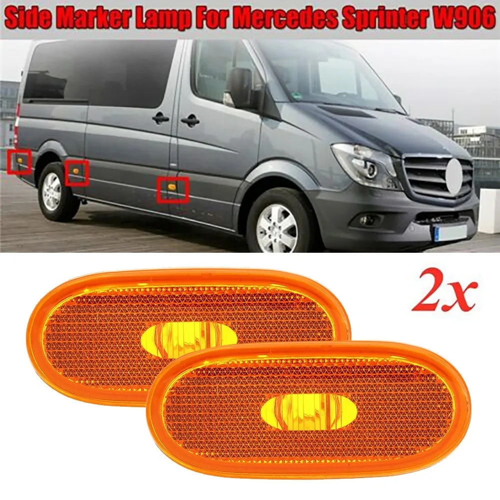 

2pcs Car Side Marker Lights Lens Amber LED Reflector For Mercedes Sprinter W906 2021 Orange Side Marker Lamp A0038202956