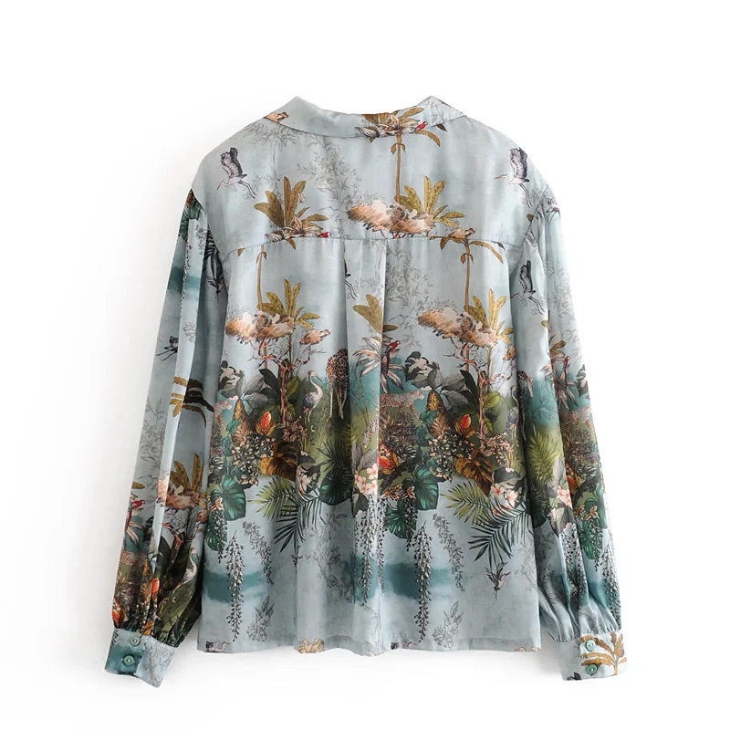 Блузка Aachoae Женская атласная с цветочным принтом повседневный Свободный Топ