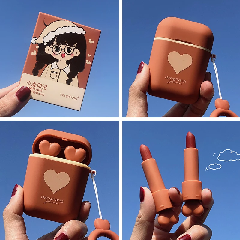 Милая бархатная двухтрубчатая Помада для губ матовый мягкий Макияж стойкая