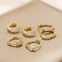 hoop earring 1 pair golden rhinestones zircon circle earrings for women girl fashion jewelry gifts alloy classical huggies
