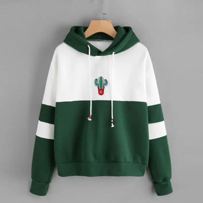 Fashion Women Sweatshirt New Ladies Long Sleeve Cactus Printing Hoodie Pullover Jacket Jumper Tops Streetwear | Женская одежда