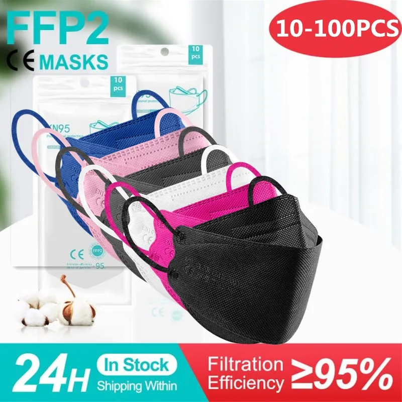 10 100 шт. Mascarillas ffp2 Цвет маска для взрослых fpp2 certificadas Испании многоразовые Fish