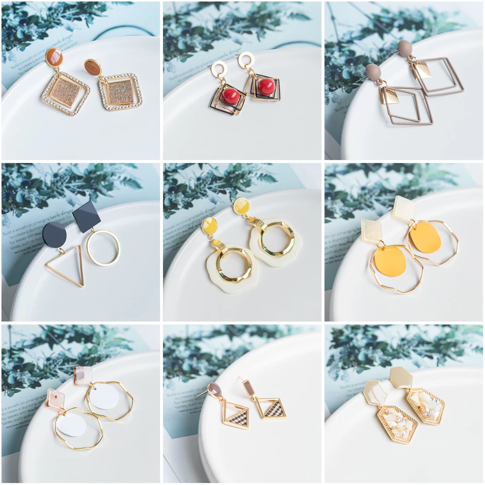 

New Korean Statement Earrings for Women Gold Arcylic Geometric Dangle Drop Earings Brincos 2023 Trend Fashion Jewelry Party Gift