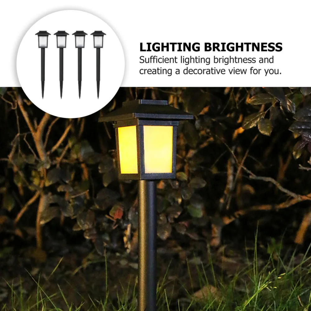 

4Pcs Solar Yard Lights Outdoor Household Waterproof LED Lawn Lamps (Black)