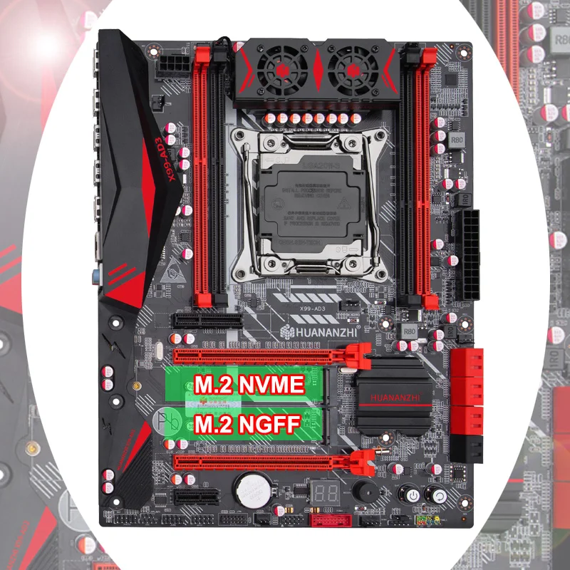 Материнская плата HUANANZHI X99 AD3 LGA2011 3 с двумя M.2 SSD слот SATA3.0 USB3.0 4 DDR3 DIMM слоты памяти