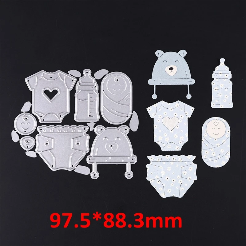 

Metal Cutting Dies Stencil Newborn Clothes Hat Feeding Bottle Large Towel For DIY Scrapbooking Craft Paper Cards 2020 New