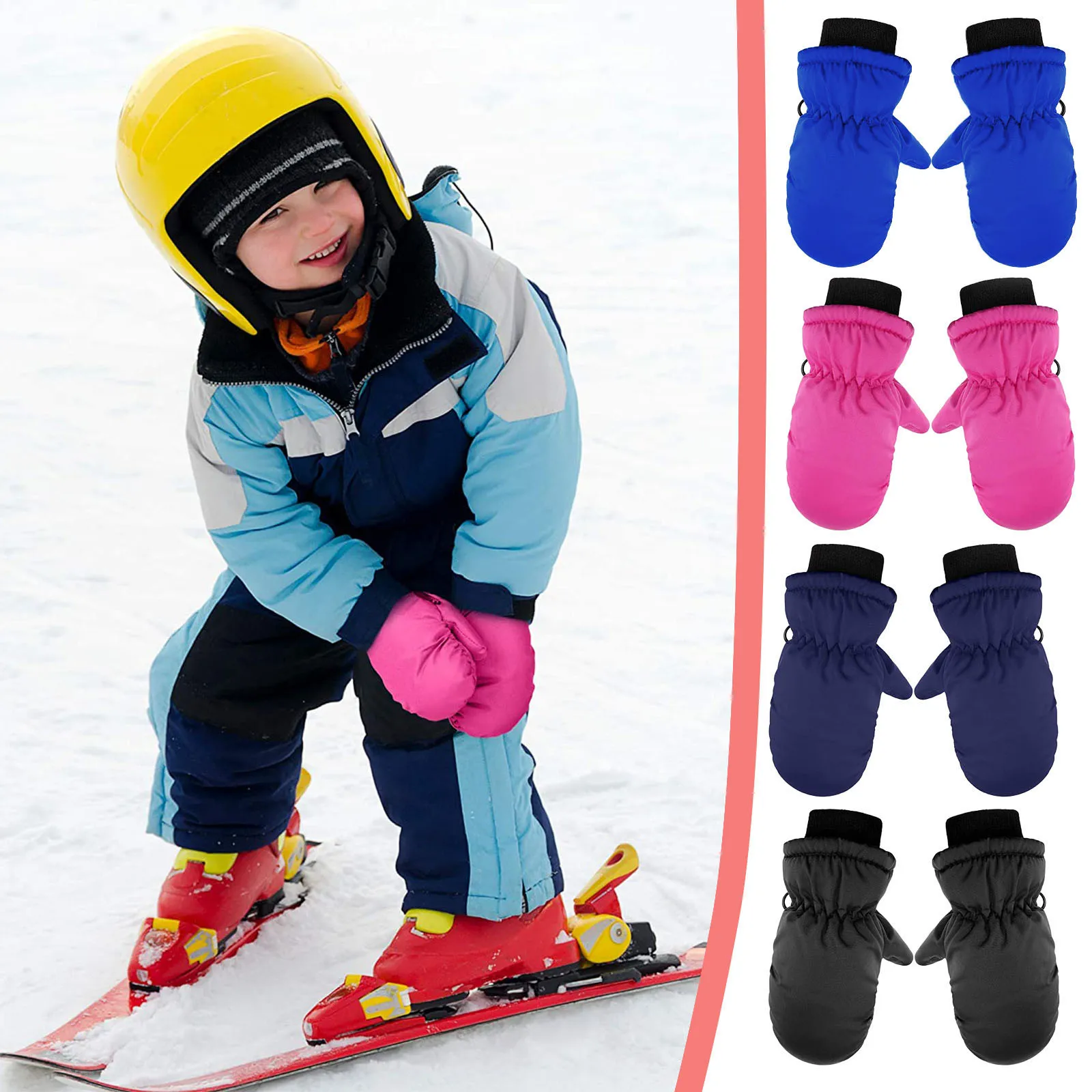 

1/4 Pairs 3-5Y Kids Baby Boys Girls New Ski Gloves Cold-proof Waterproof Snow-proof Warm Snow Mittens Guantes 5*