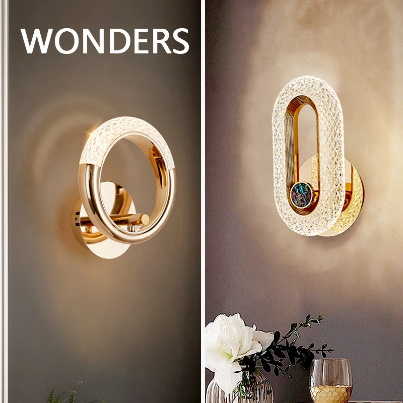 

Nordic Luxury Bedroom bedside LED wall lamp Modern stairs living room decor luminaria New home decoration бра acrylic wall light