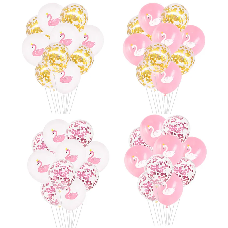 

10/15pcs 12inch White Pink Swan Printed Latex Balloon Valentine's Day Wedding Decorations Baby Shower Girl Birthday Party Favors