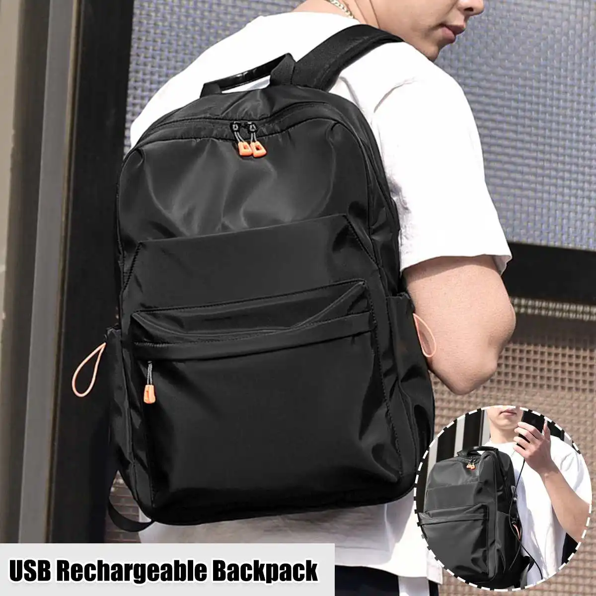 

Рюкзак мужской для ноутбука с USB-портом для зарядки и защитой от кражи