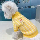 Свитер для собак в розовую клетку, для маленьких собак, зимняя одежда для такса, чихуахуа, костюмы для щенков, одежда для кошек пудель, Йорк