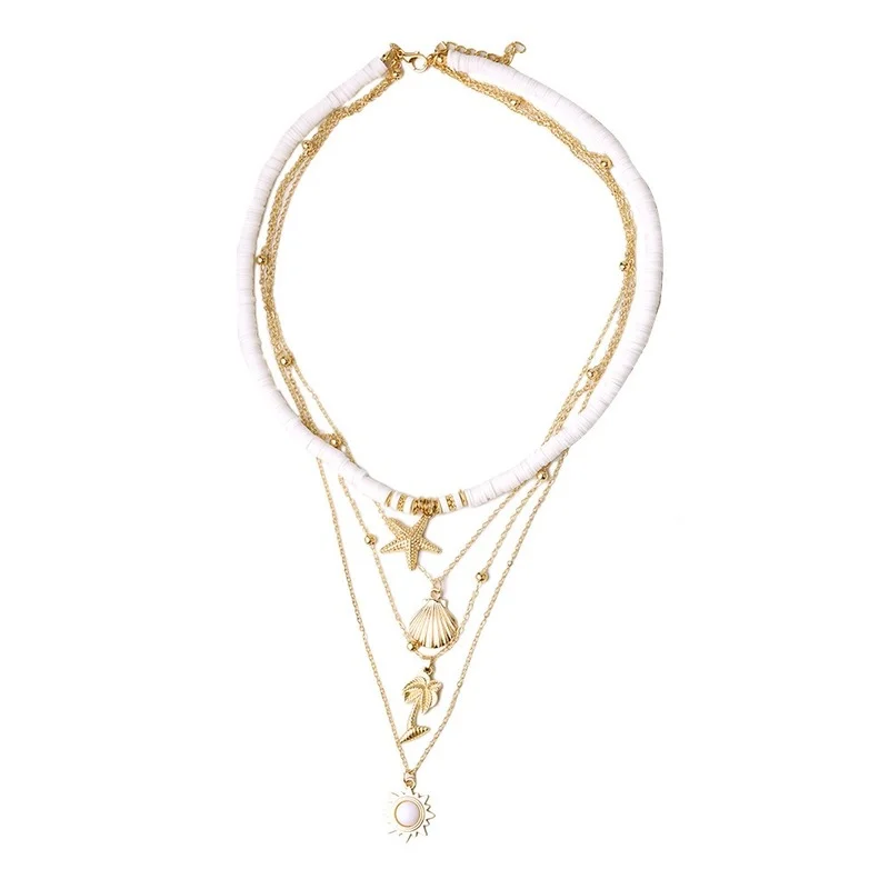 

Trendy Starfish Shell Pendant Multilayer Necklace Gift Simple Jewelry for Women