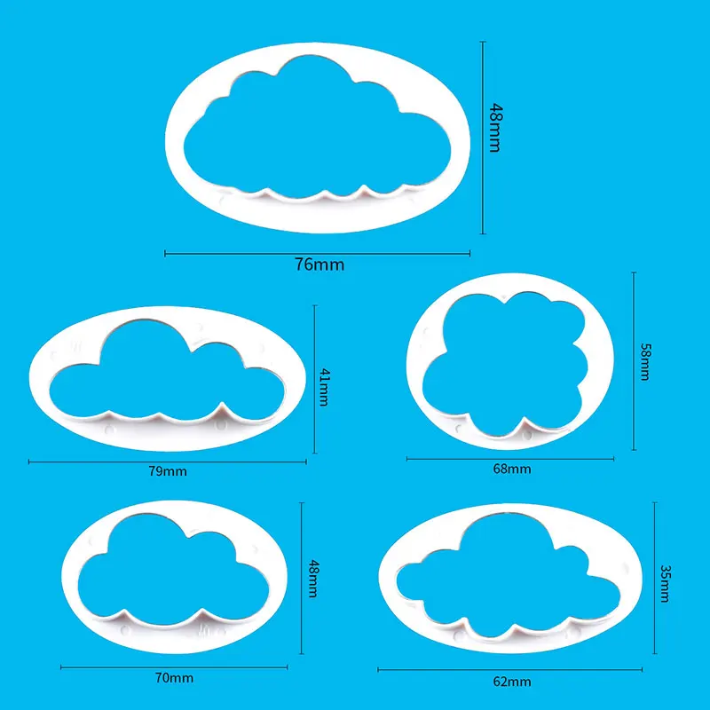 

5PCS/Set Cloud Shape Cookie Cutter Custom Made 3D Printed Fondant Cookie Cutter Biscuit Mold for Cake Decorating Tools 2021 New