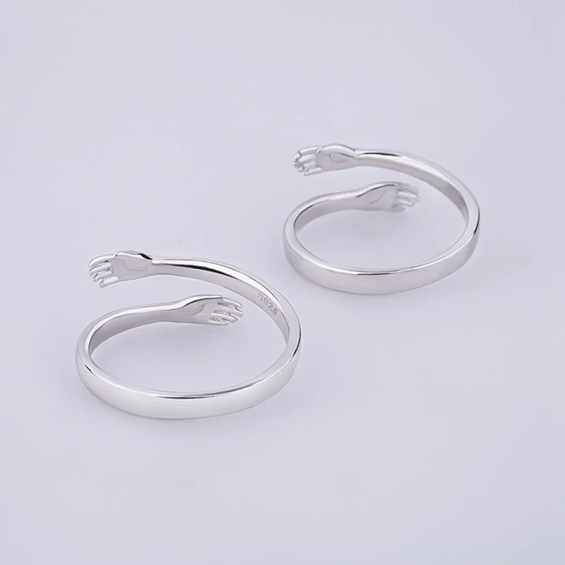 Модное теплое кольцо в форме руки простое с манжетами Love Hug Открытое для пары